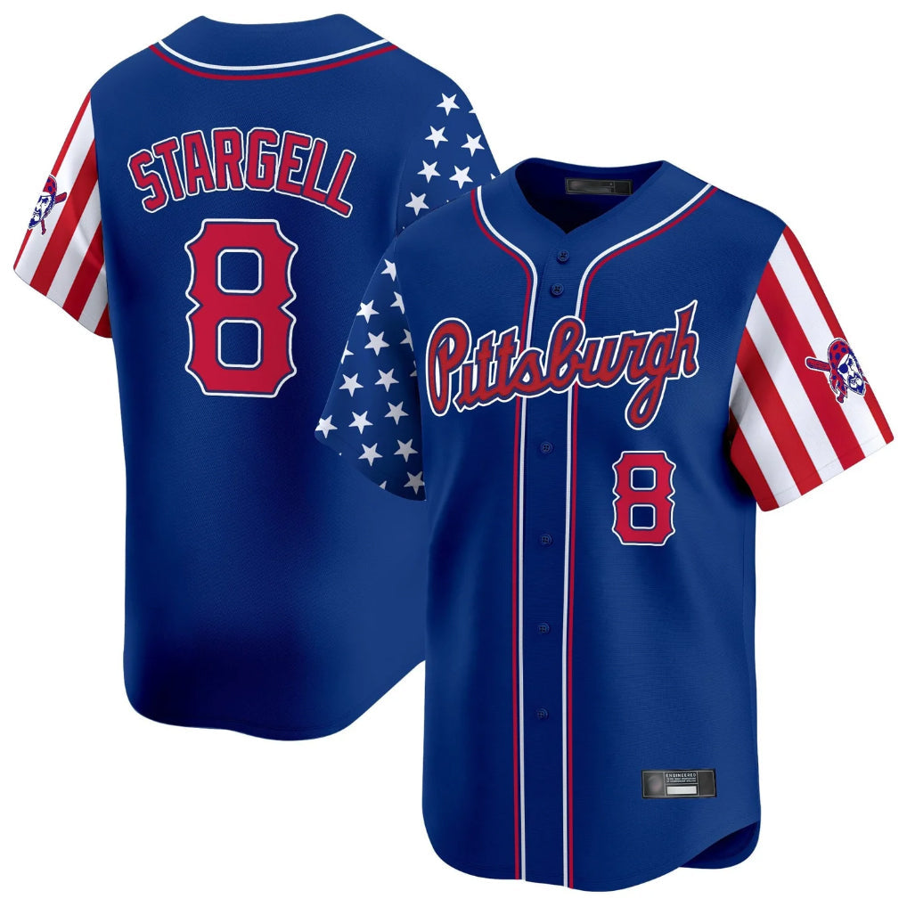 Kooe P.Pirates #8 Willie Stargell Player Royal 2025 Independence Day Vapor Premier Limited Stitched Jerseys