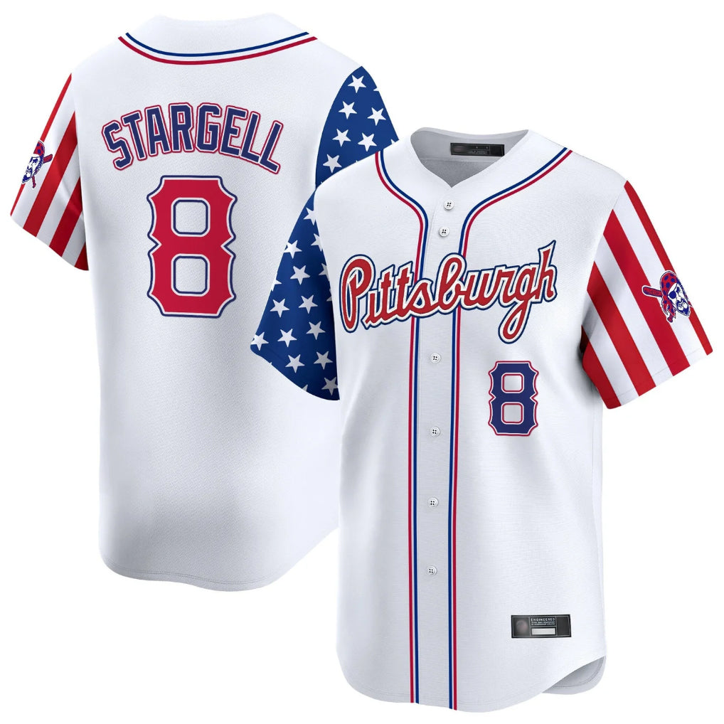 Kooe P.Pirates #8 Willie Stargell Player White 2025 Independence Day Vapor Premier Limited Stitched Jerseys