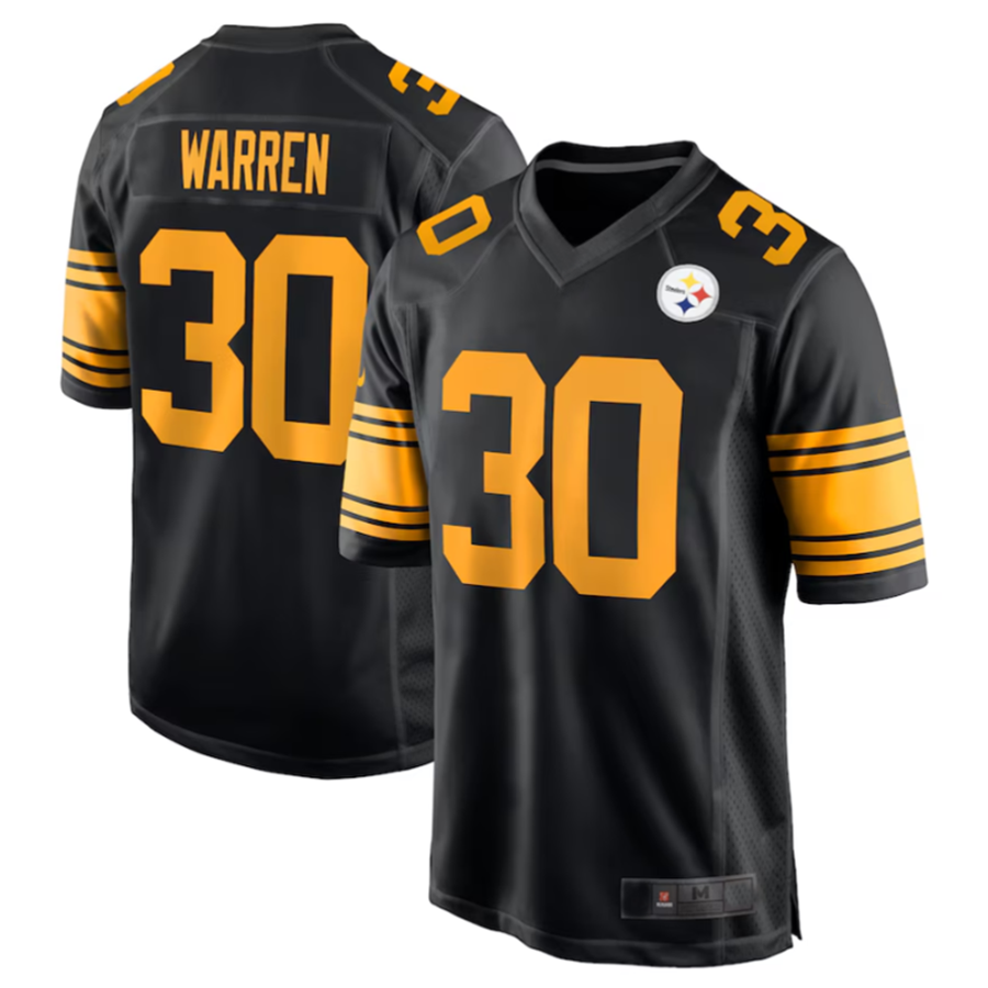Kooe P.Steelers #30 Jaylen Warren Black Alternate Game American Stitched Jersey