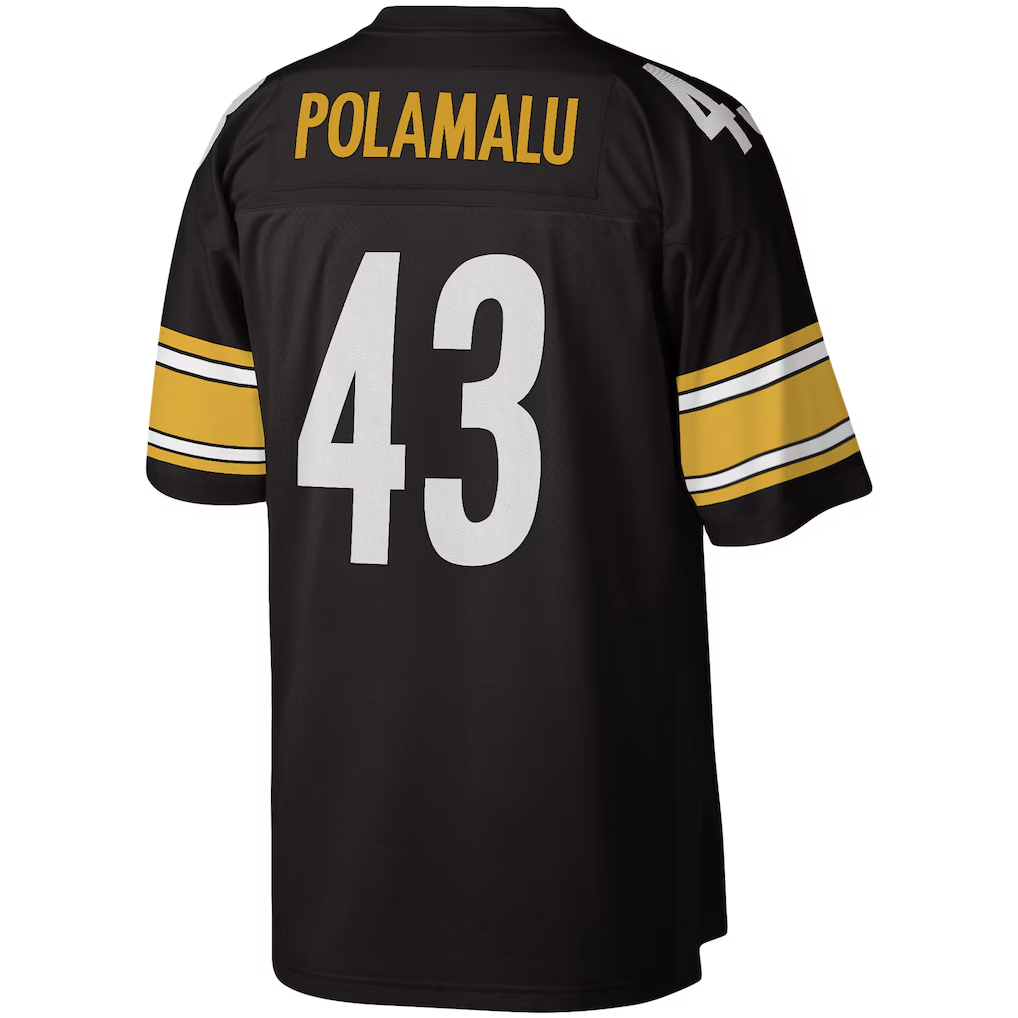 Kooe P.Steelers #43 Troy Polamalu Mitchell & Ness Black Legacy Replica Stitched Jerseys