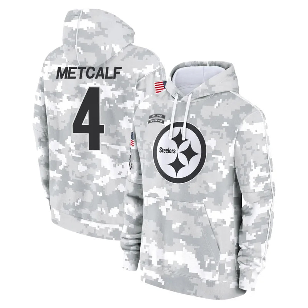 Kooe P.Steelers #4 DK Metcalf Player Arctic Camo Limited Salute to Service Pullover Hoodies Game Stitched Jerseys