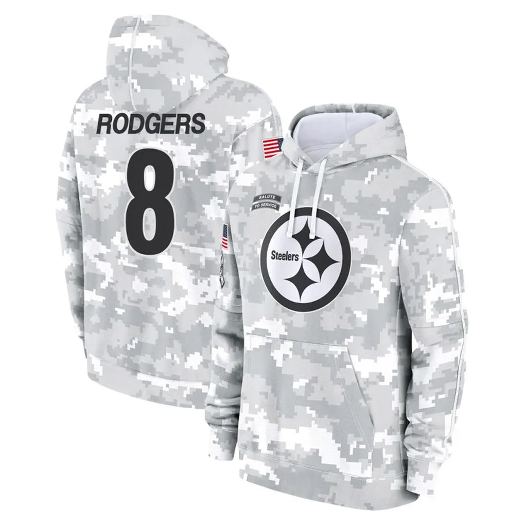 Kooe P.Steelers #8 Aaron Rodgers Player Arctic Camo Limited Salute to Service Pullover Hoodies Game Stitched Jerseys