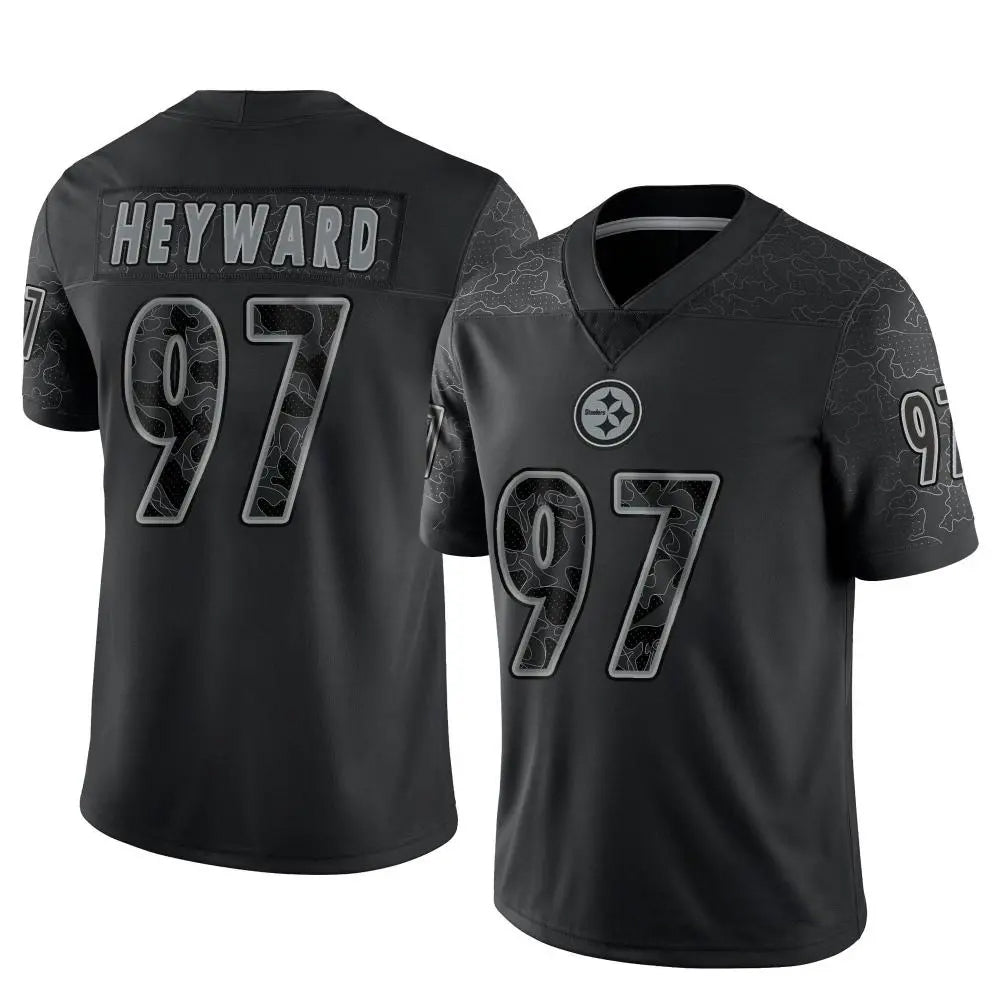 Kooe P.Steelers #97 Cameron Heyward Player Black Limited Reflective Stitched Jerseys