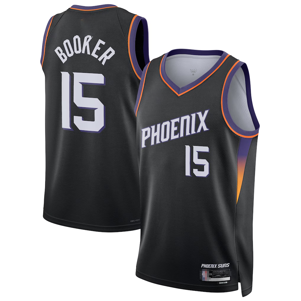 Kooe P.Suns #15 Devin Booker Black Swingman Jerseys - Statement Edition