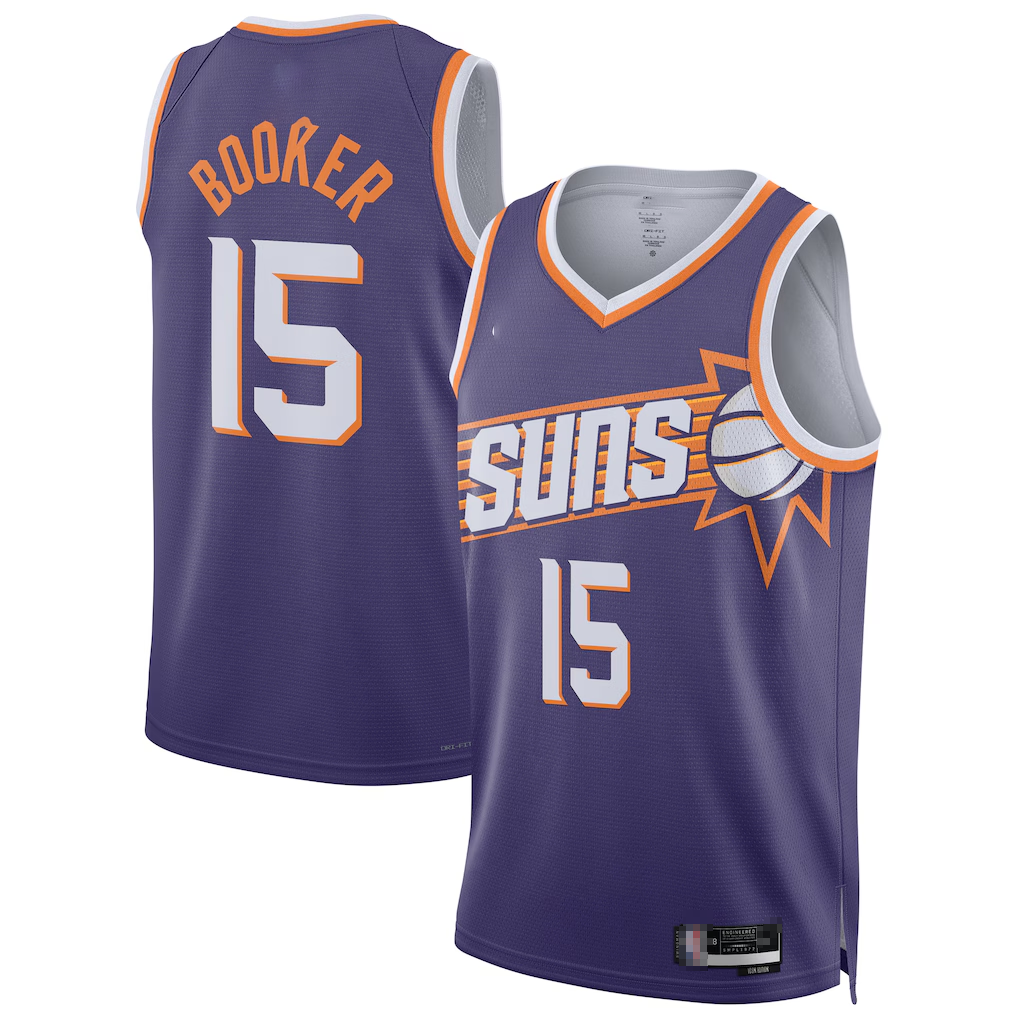 Kooe P.Suns #15 Devin Booker Purple Swingman Player Jerseys - Icon Edition