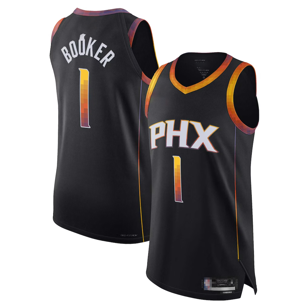 Kooe P.Suns #1 Devin Booker Black Authentic Player Jerseys - Statement Edition