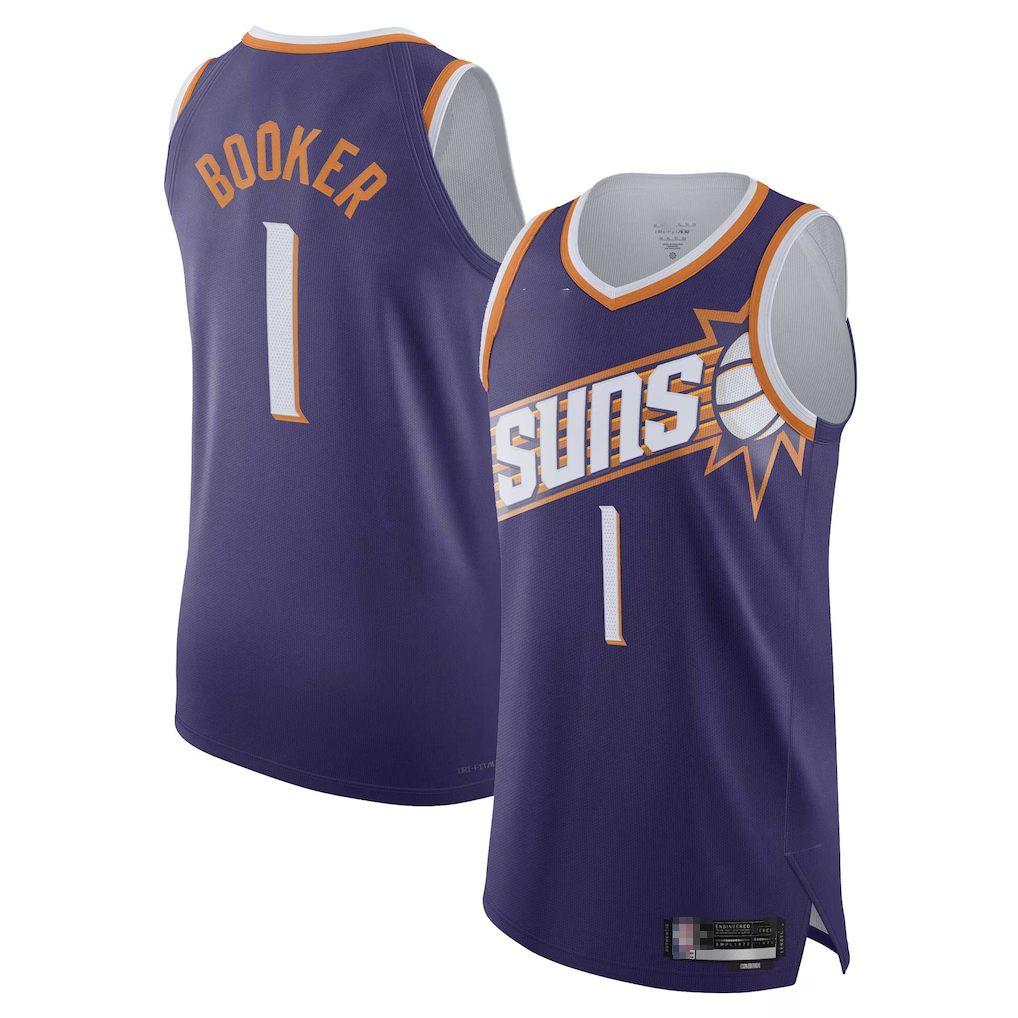 Kooe P.Suns #1 Devin Booker Purple Authentic Jerseys - Icon Edition
