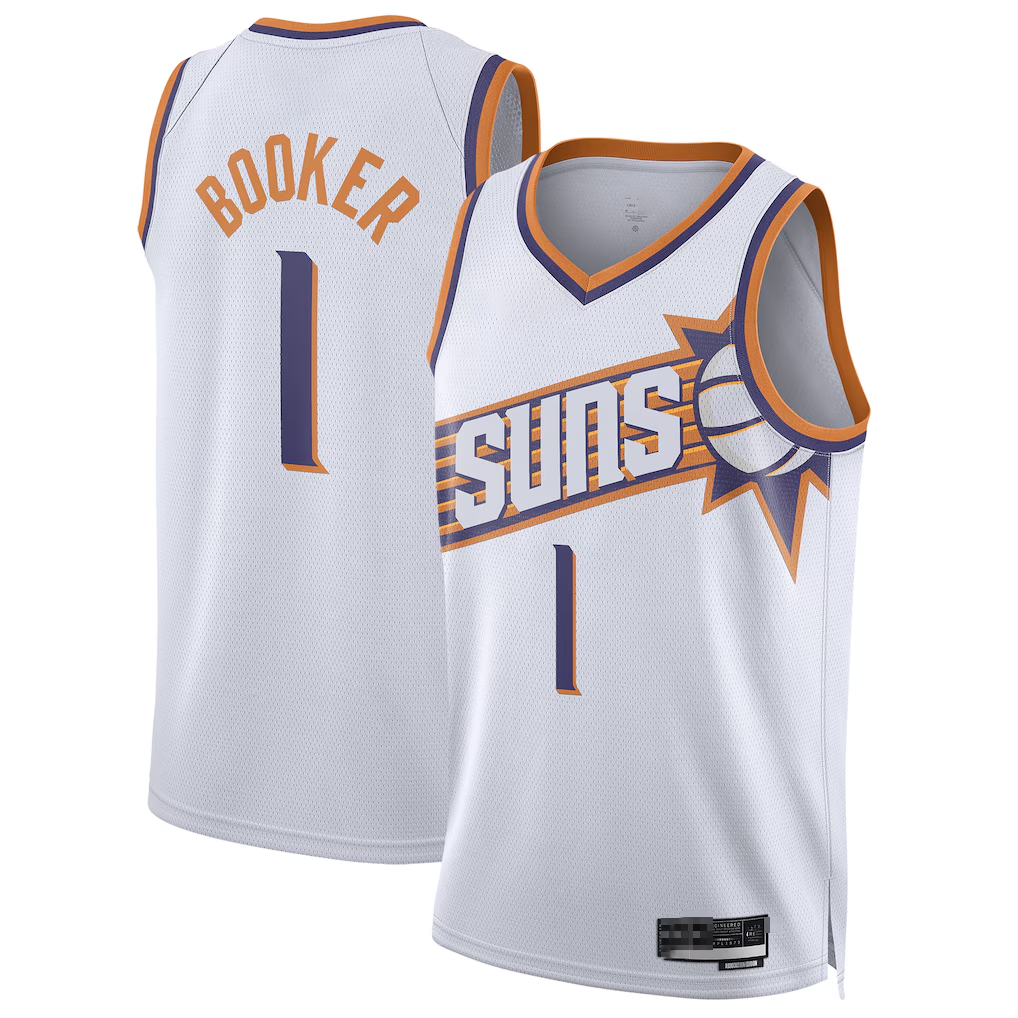 Kooe P.Suns #1 Devin Booker White Swingman Jerseys - Association Edition