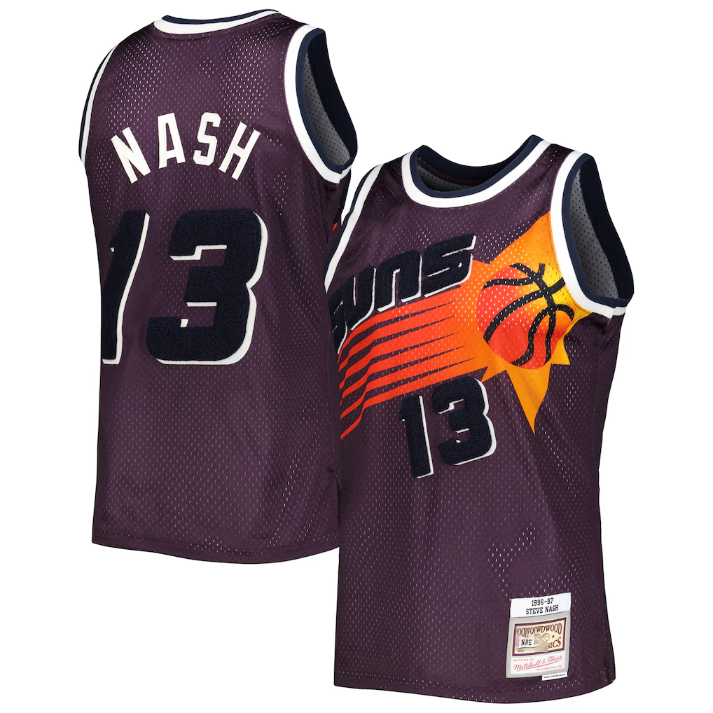 Kooe P.Sunss #13 Steve Nash Mitchell & Ness Purple 1996-1997 Hardwood Classics Off-Court Swingman Jerseys