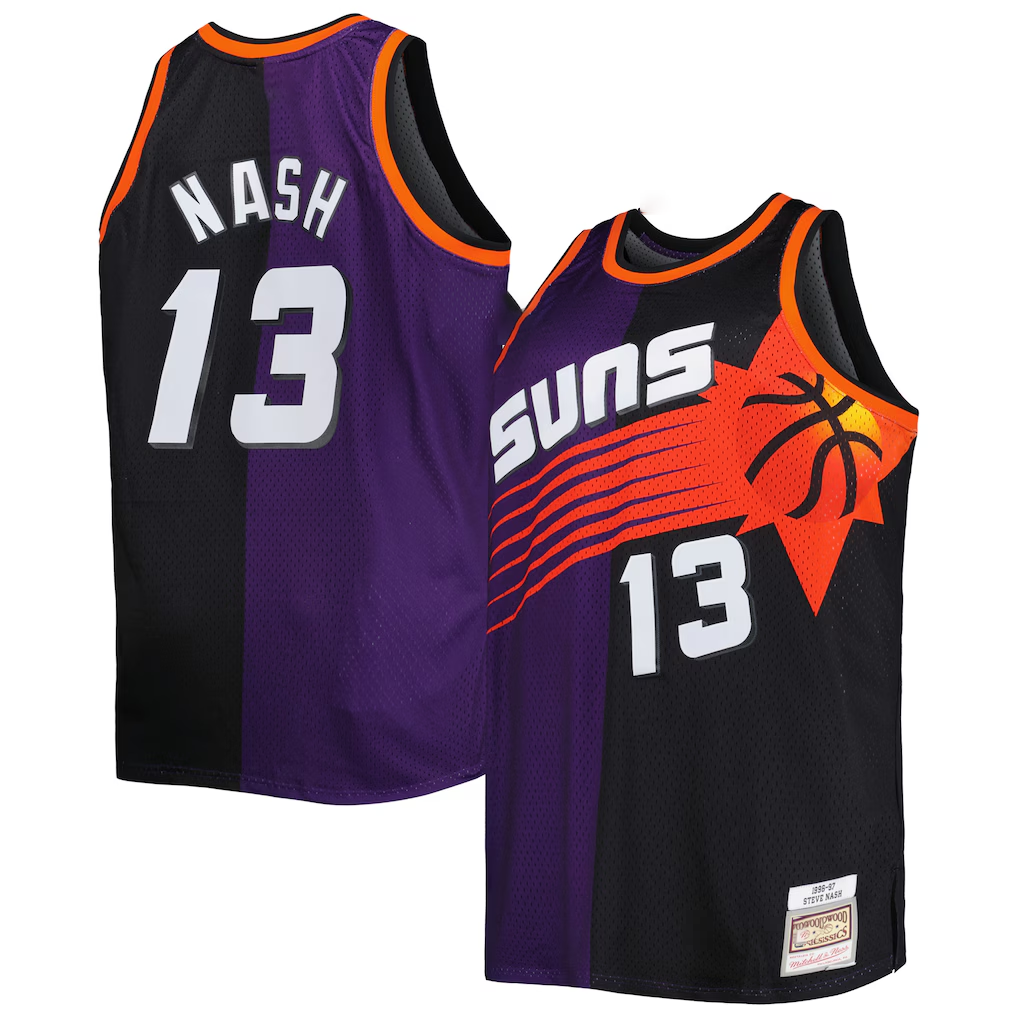 Kooe P.Sunss #13 Steve Nash Mitchell & Ness PurpleBlack Big & Tall Hardwood Classics 1996-1997 Split Swingman Jerseys