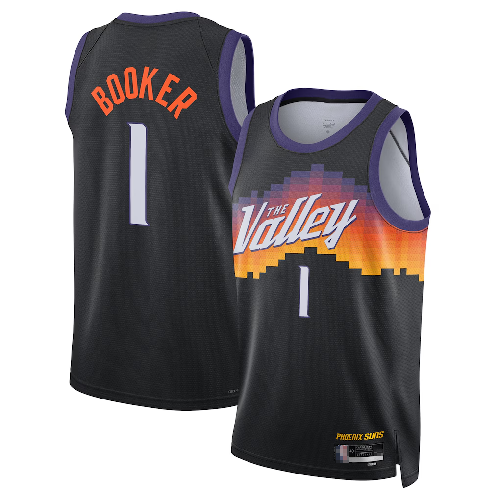 Kooe P.Sunss #1 Devin Booker Black 2025-2026 Swingman Jerseys - City Edition