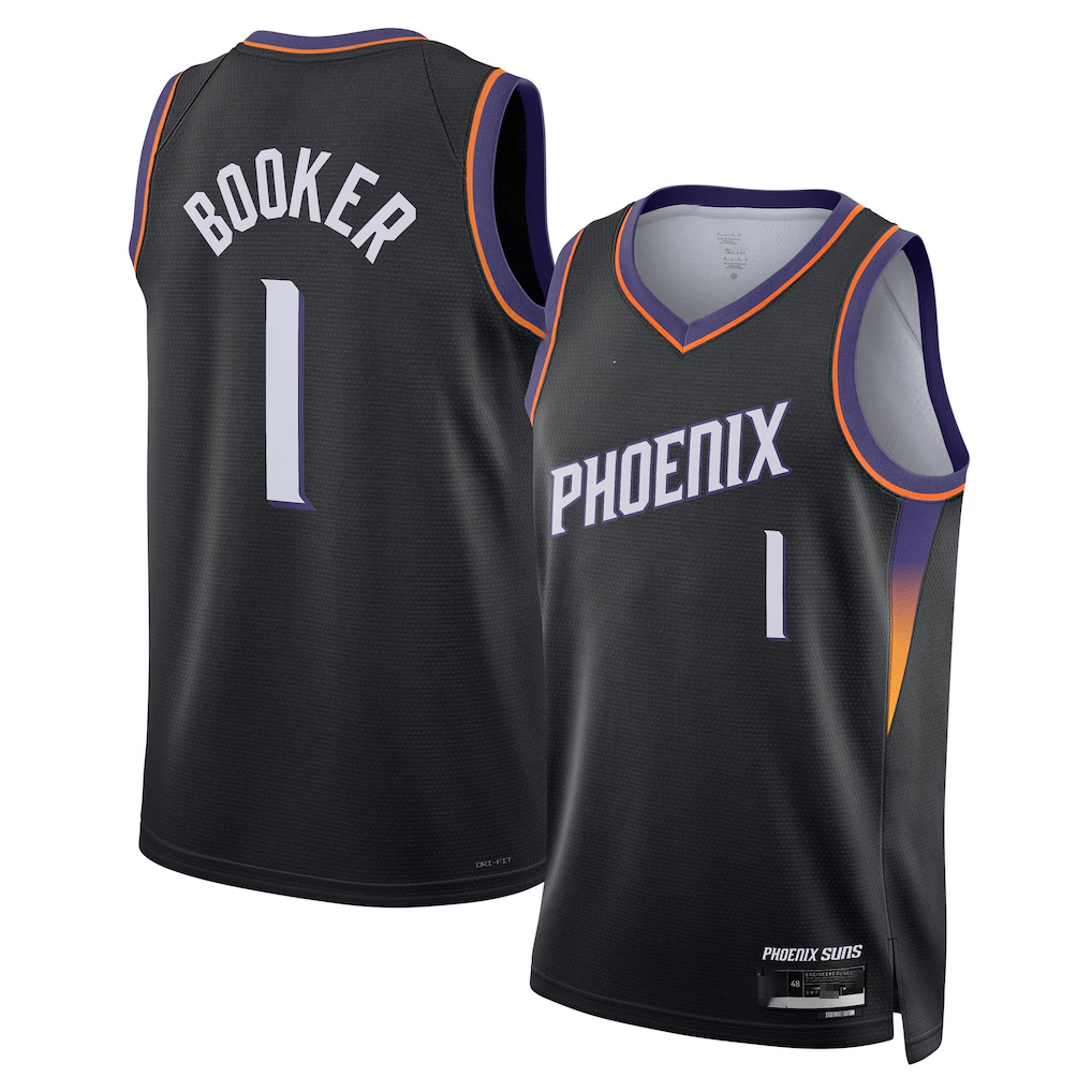 Kooe P.Sunss #1 Devin Booker Black Swingman Jerseys - Statement Edition