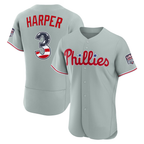 Kooe PH.Phillies #3 Bryce Harper Gray USA 250 Fourth of July Road Authentic Jersey