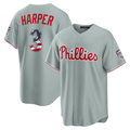 Kooe PH.Phillies #3 Bryce Harper Gray USA 250 Fourth of July Road Stadium Jersey