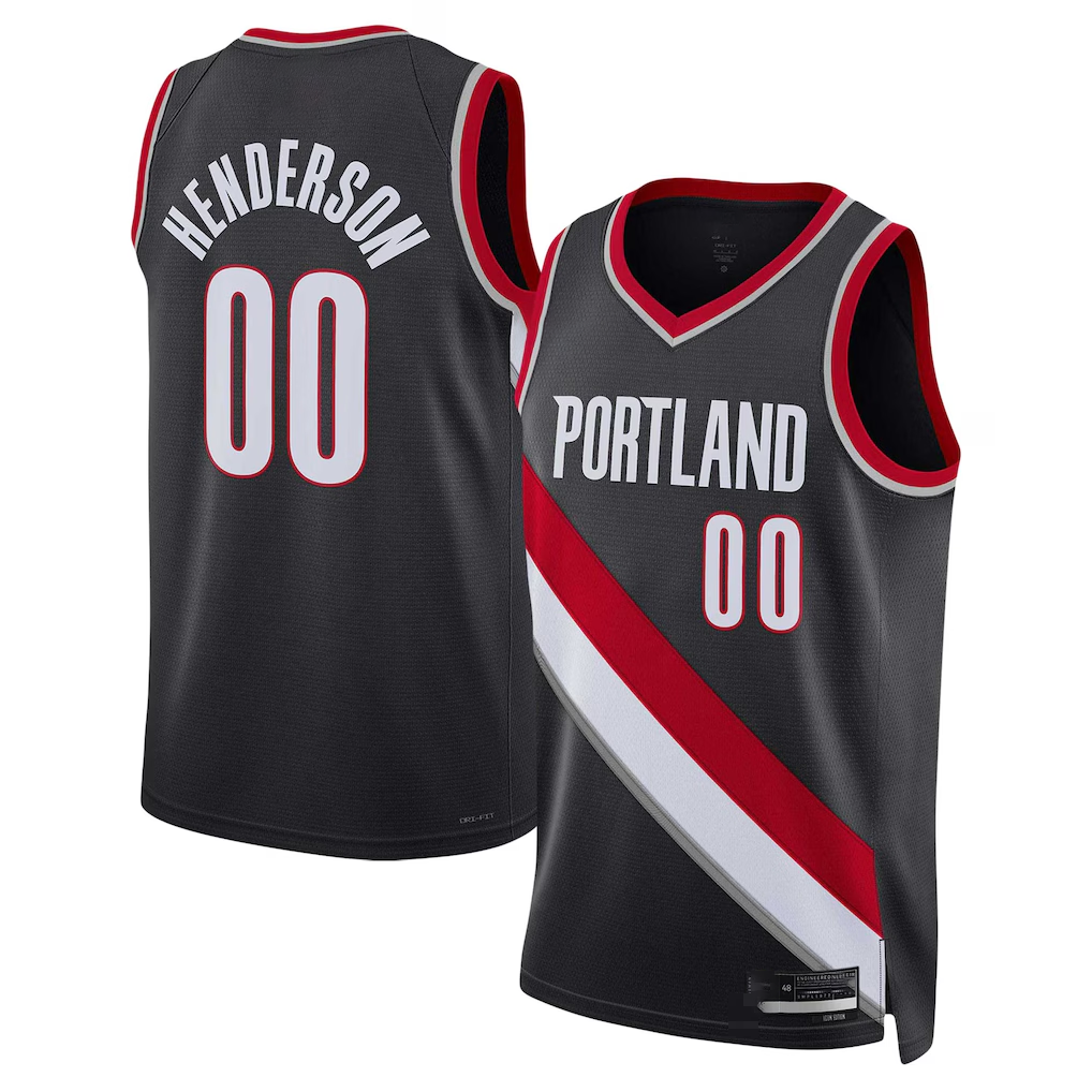 Kooe PT.Blazers #00 Scoot Henderson Black 2023 NBA Draft Swingman Jerseys - Icon Edition