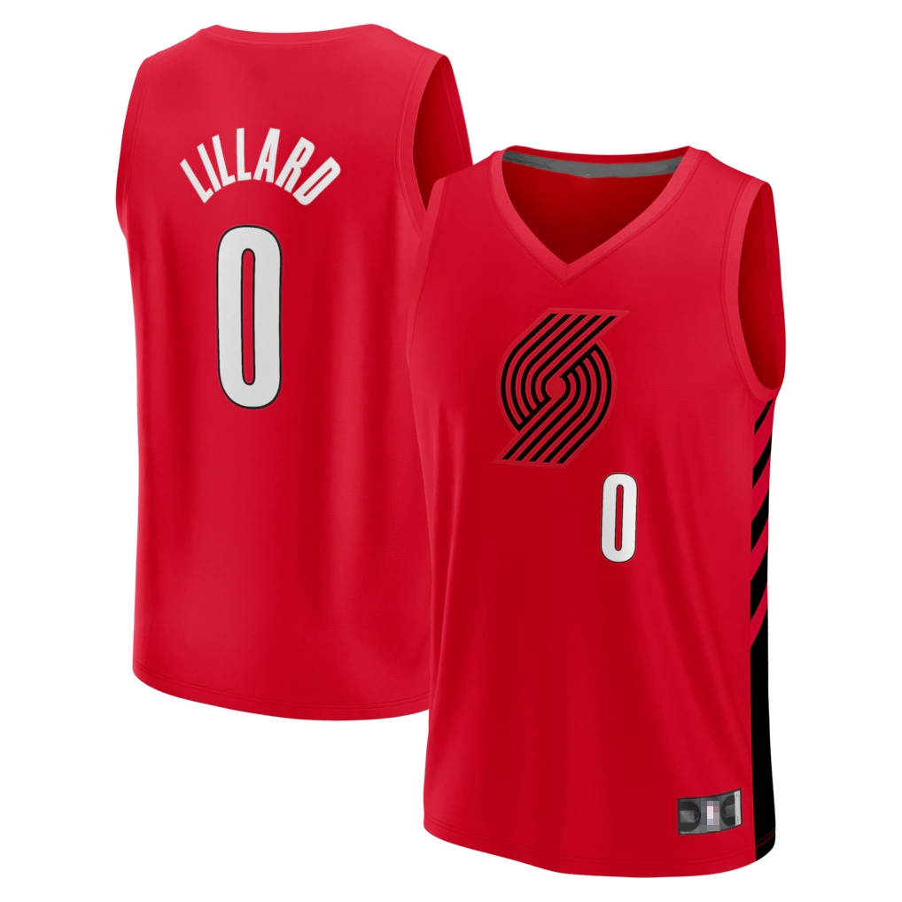 Kooe PT.Blazers #0 Damian Lillard Fanatics Red Fast Break Replica Jerseys - Statement Edition