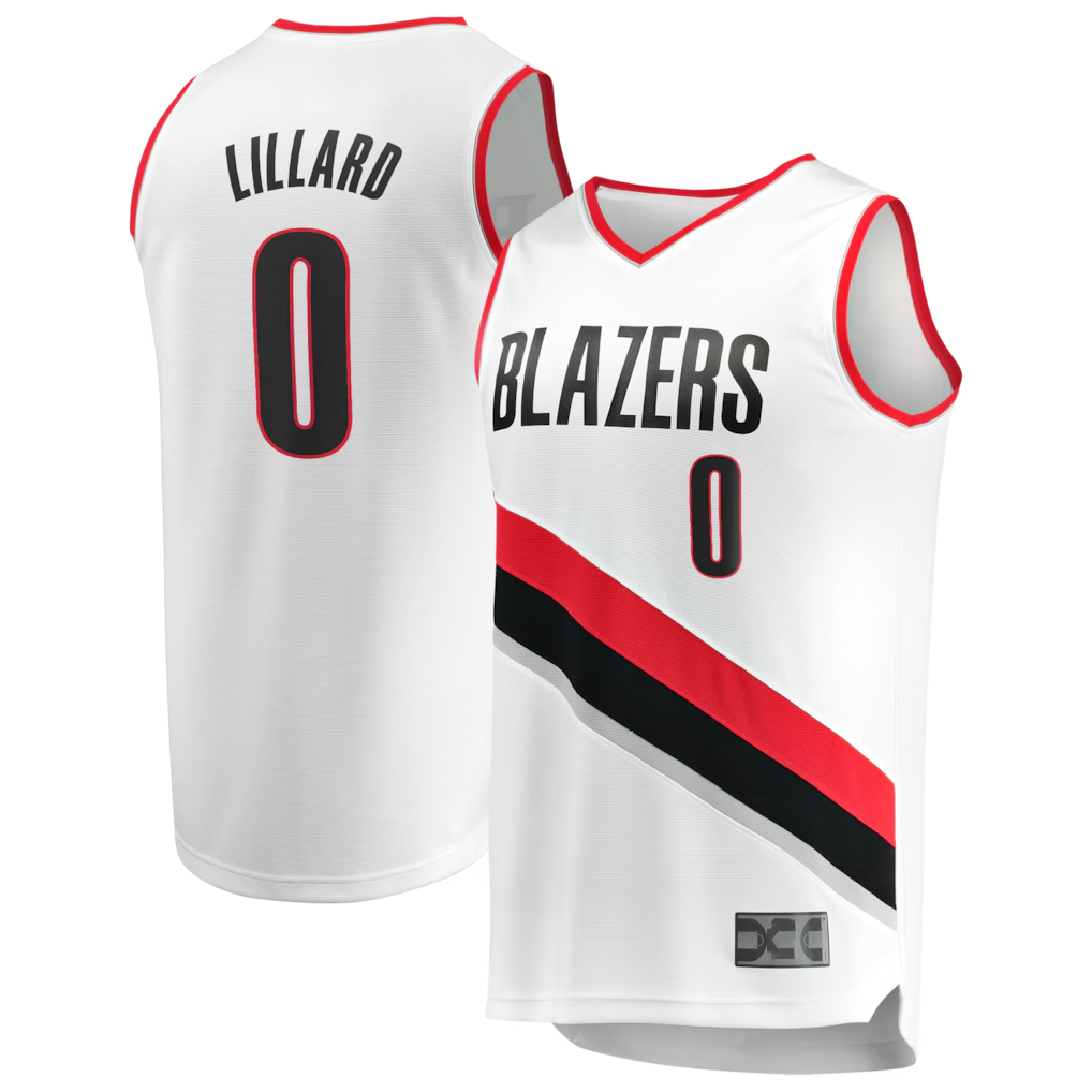 Kooe PT.Blazers #0 Damian Lillard Fanatics White Fast Break Replica Jerseys - Association Edition