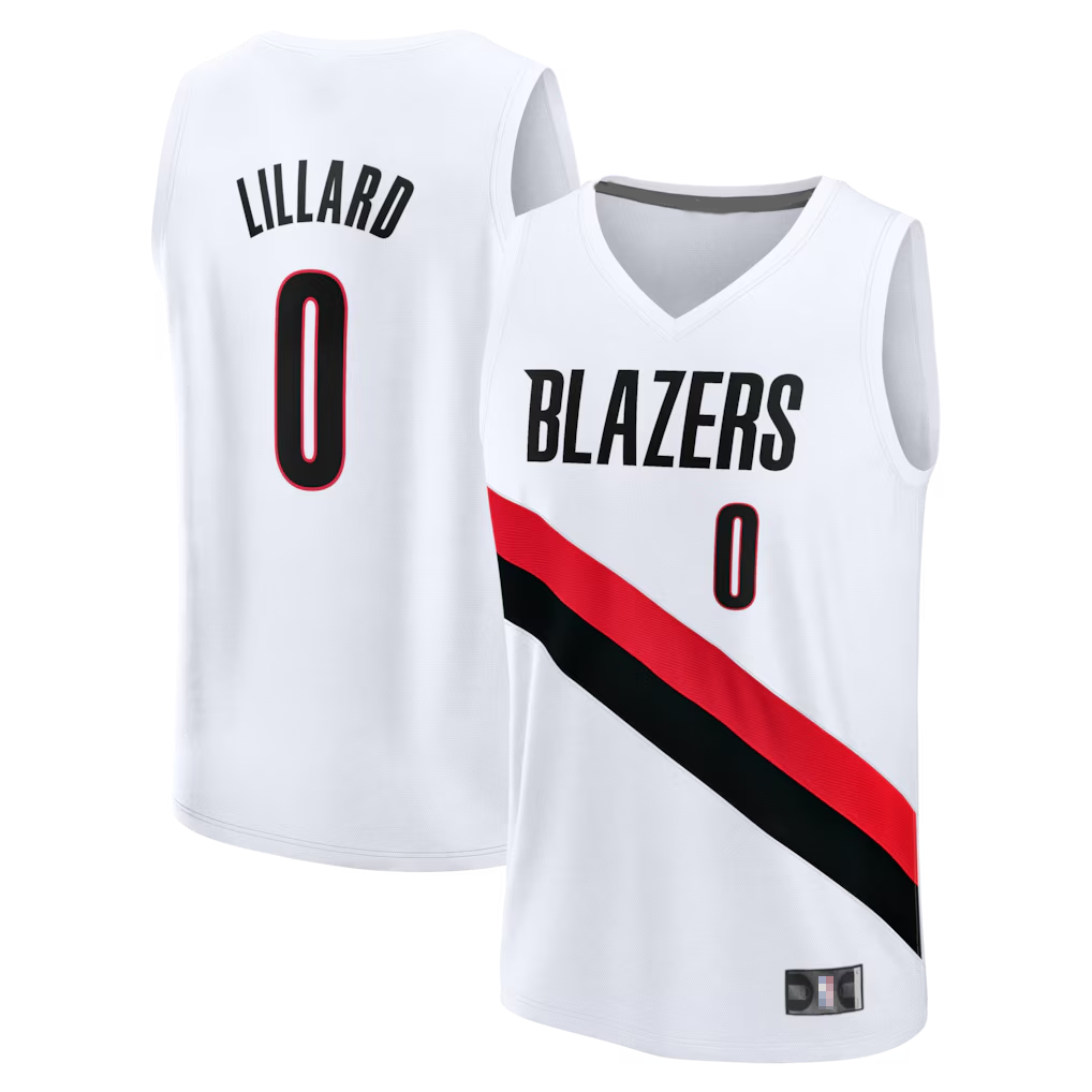 Kooe PT.Blazers #0 Damian Lillard Fanatics White Fast Break Replica Player Jerseys - Association Edition