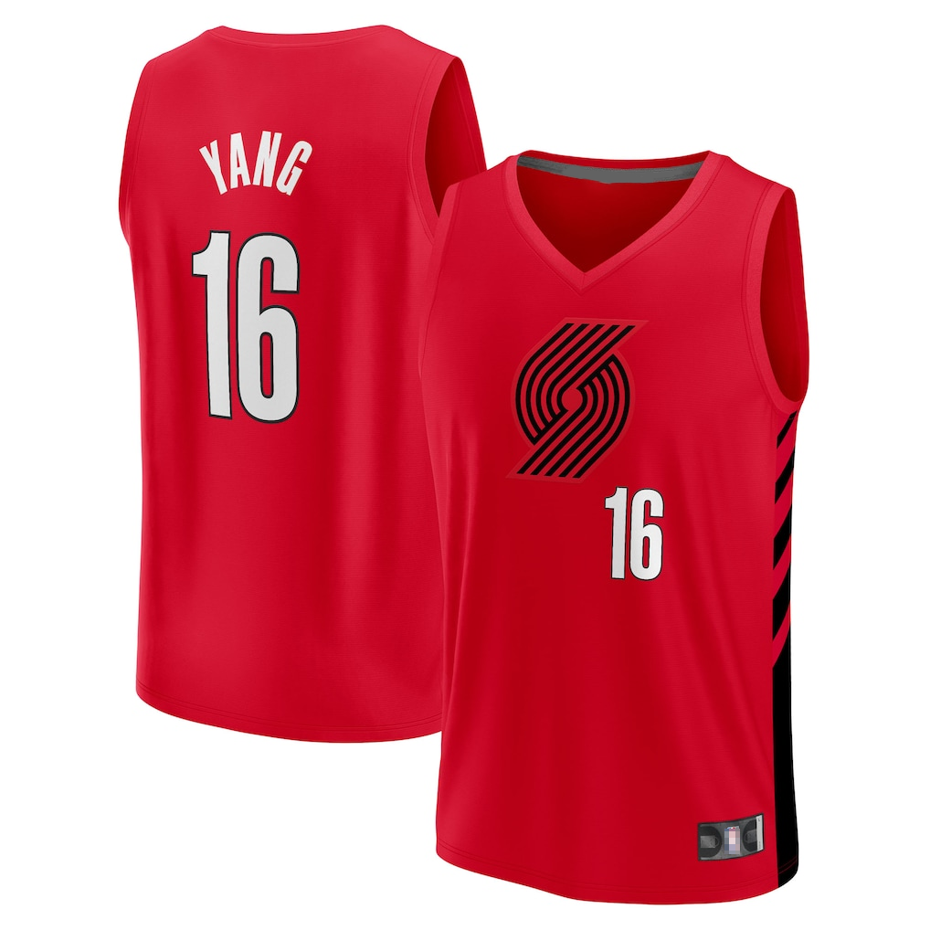 Kooe PT.Blazers #16 Yang Hansen Fanatics Red Fast Break Replica Jerseys - Statement Edition