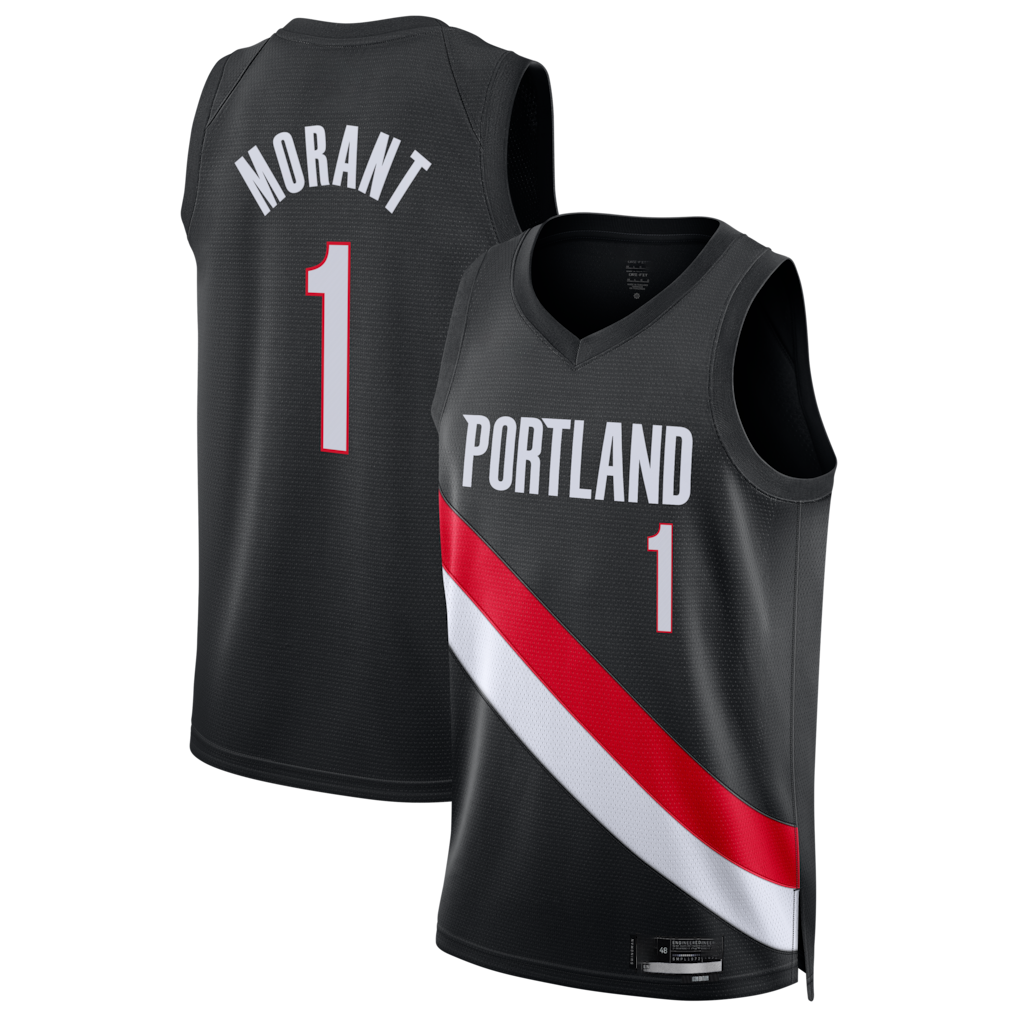 Kooe PT.Blazers #1 Ja Morant Black Swingman Jerseys - Icon Edition