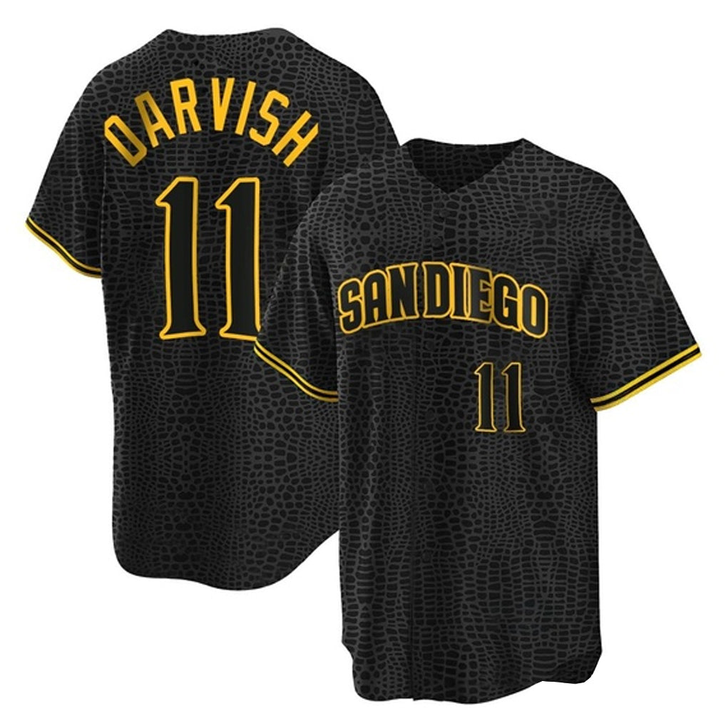 Kooe S.Diego Padres #11 Yu Darvish Player Black Snake Skin City Home Game Stitched Jerseys
