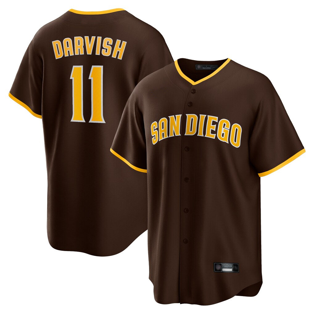 Kooe S.Diego Padres #11 Yu Darvish Player Brown Alternate Replica Game Stitched Jerseys