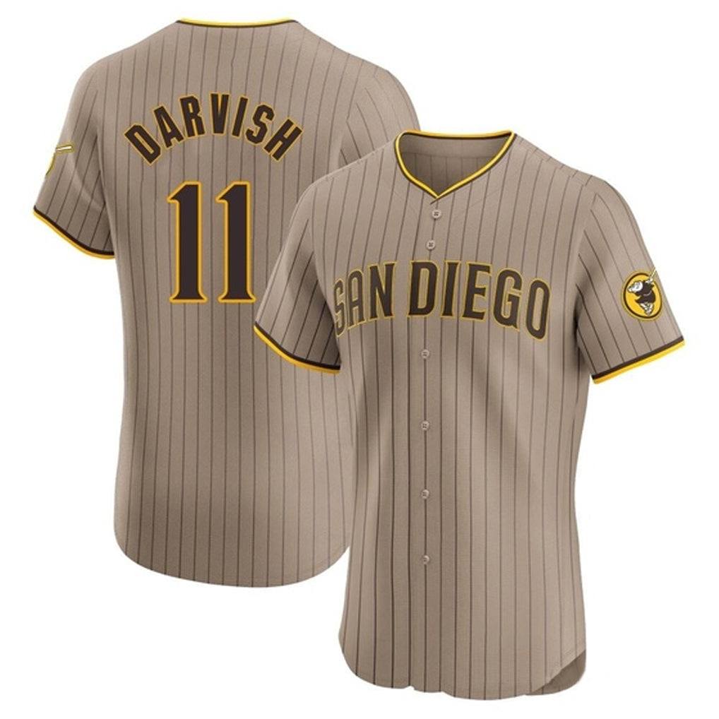 Kooe S.Diego Padres #11 Yu Darvish Player Khaki Home Limited Elite Stitched Jerseys
