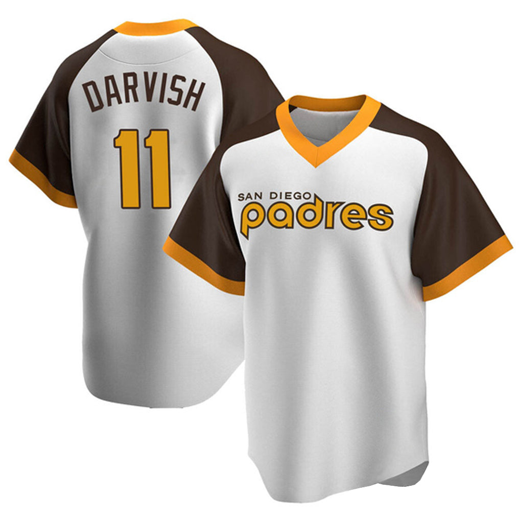 Kooe S.Diego Padres #11 Yu Darvish Player White Home Cooperstown Collection Replica Game Stitched Jerseys