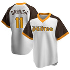 Kooe S.Diego Padres #11 Yu Darvish Player White Home Cooperstown Collection Replica Game Stitched Jerseys