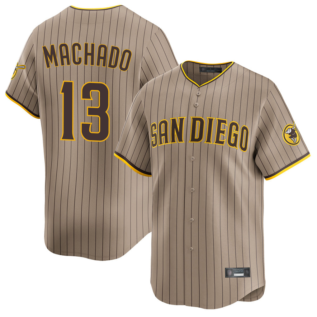 Kooe S.Diego Padres #13 Manny Machado Player Khaki Home Limited Stitched Jerseys