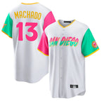 Kooe S.Diego Padres #13 Manny Machado Player White City Connect Home Game Stitched Jerseys