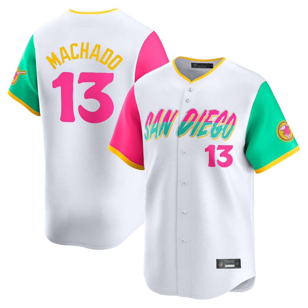 Kooe S.Diego Padres #13 Manny Machado Player White City Connect Home Limited Stitched Jerseys