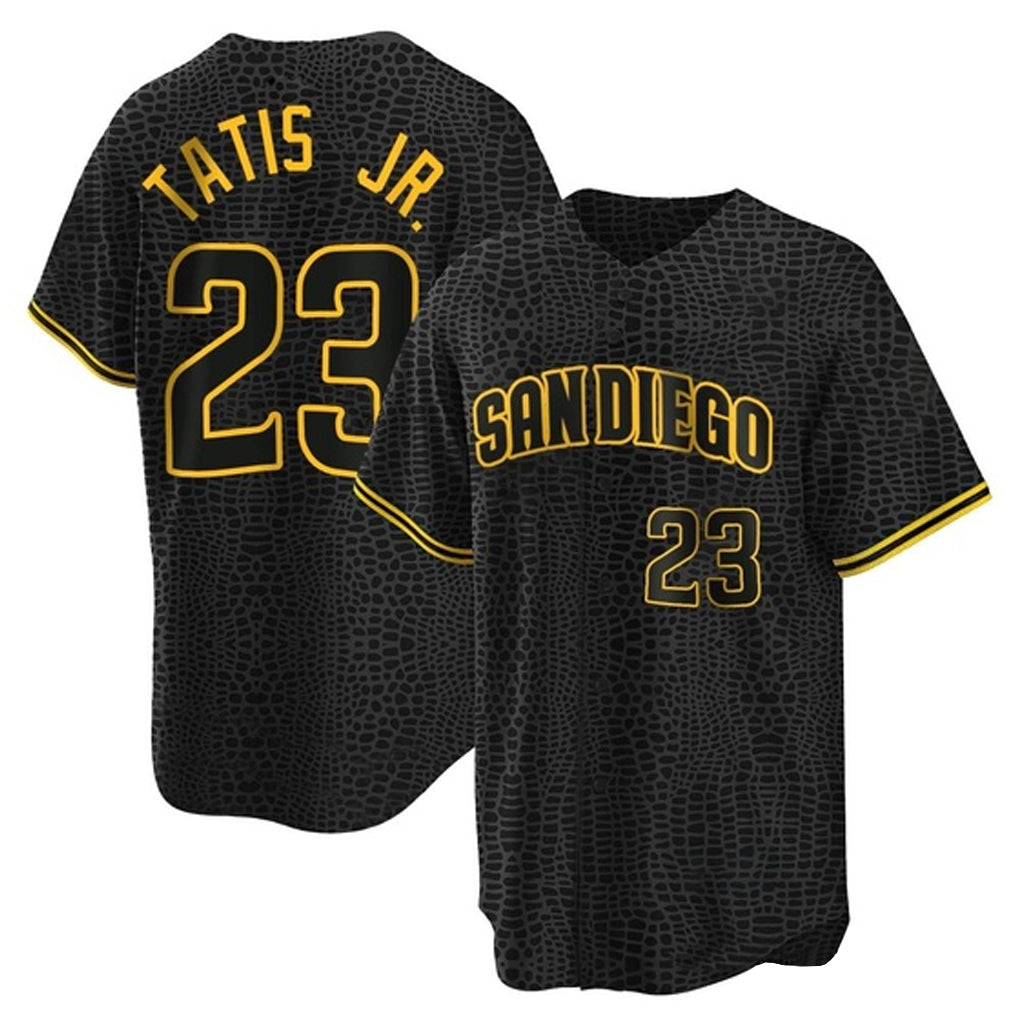 Kooe S.Diego Padres #23 Fernando Tatis Jr Player Black Snake Skin City Home Game Stitched Jerseys