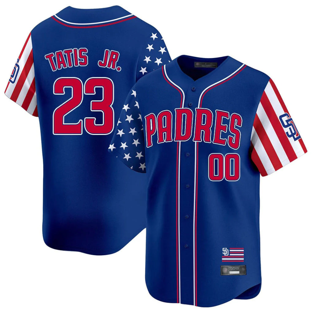 Kooe S.Diego Padres #23 Fernando Tatis Jr Player Royal Independence Day Home Limited Stitched Jerseys