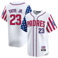 Kooe S.Diego Padres #23 Fernando Tatis Jr Player White Independence Day Home Limited Stitched Jerseys