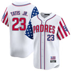Kooe S.Diego Padres #23 Fernando Tatis Jr Player White Independence Day Home Limited Stitched Jerseys