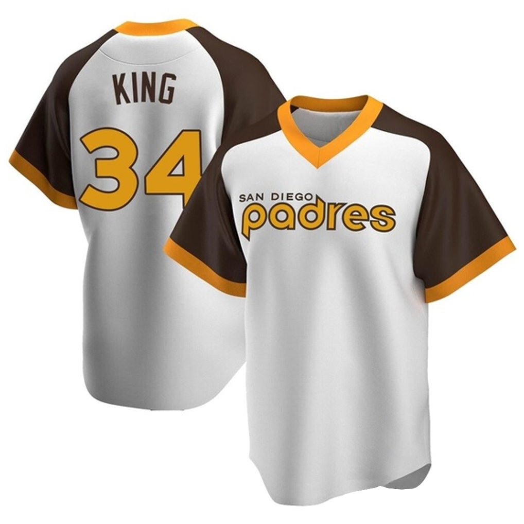 Kooe S.Diego Padres #34 Michael King Player White Home Cooperstown Collection Replica Game Stitched Jerseys