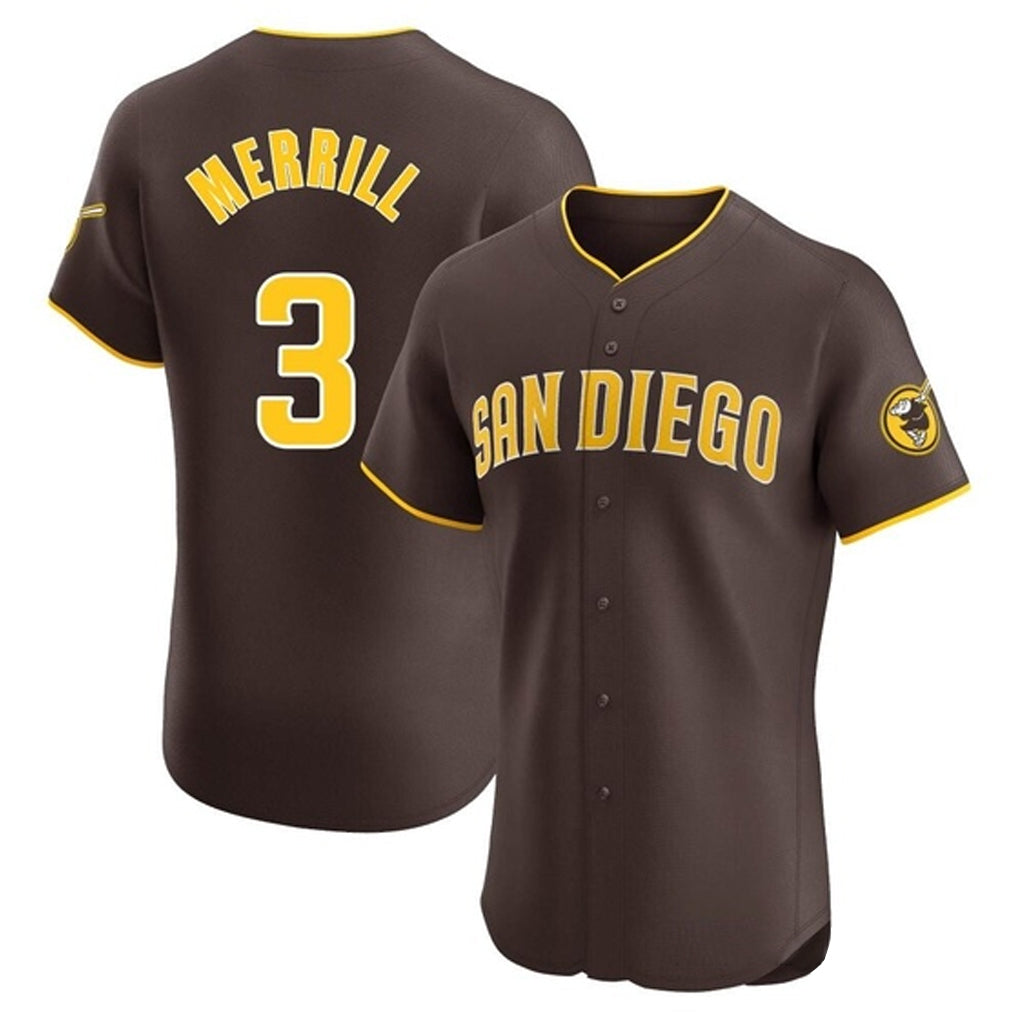 Kooe S.Diego Padres #3 Jackson Merrill Player Brown Home Limited Elite Stitched Jerseys