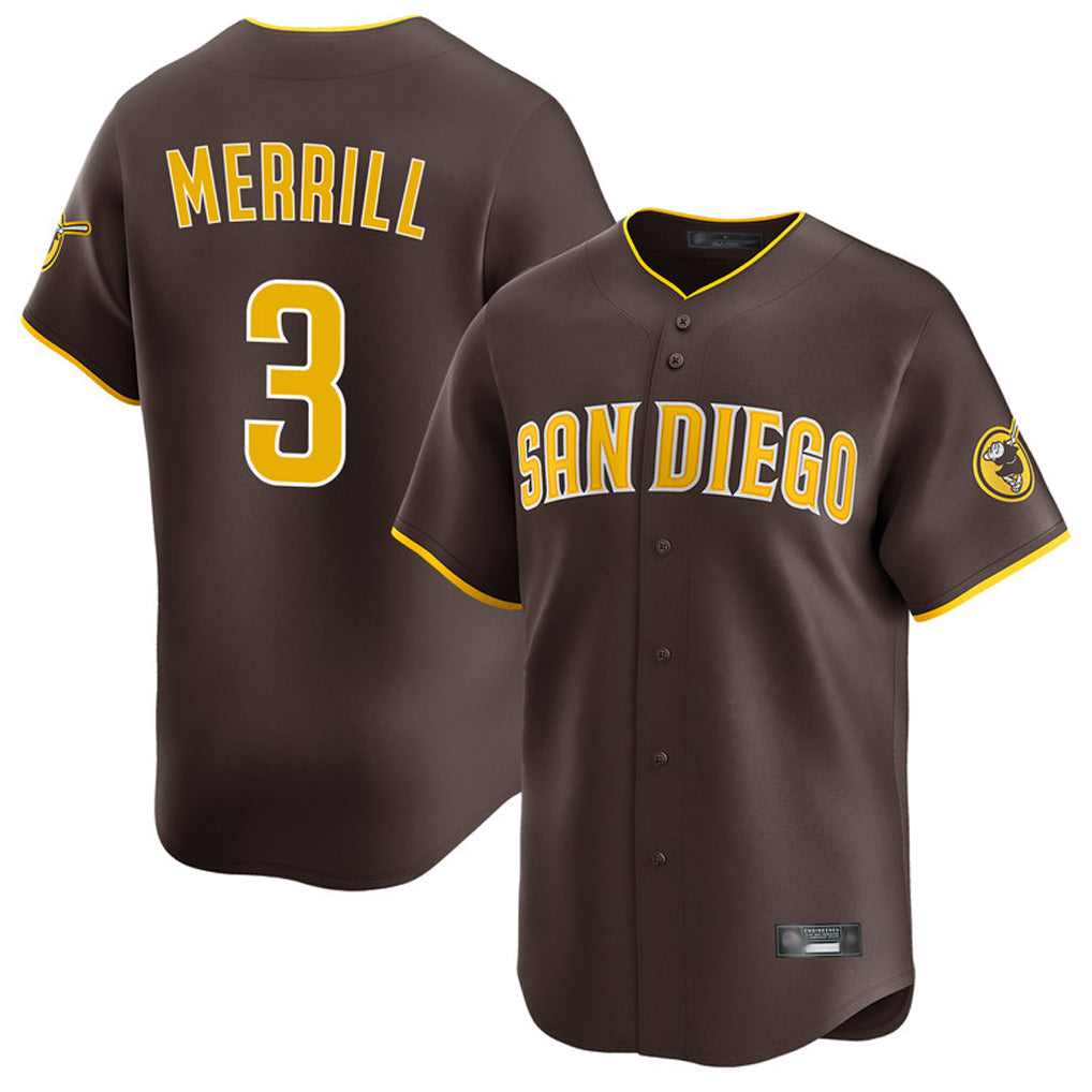 Kooe S.Diego Padres #3 Jackson Merrill Player Brown Home Limited Stitched Jerseys