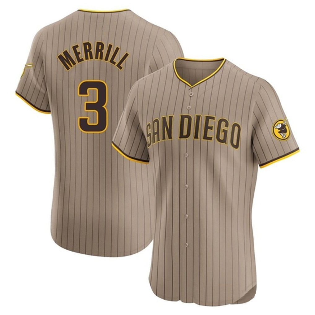 Kooe S.Diego Padres #3 Jackson Merrill Player Khaki Home Limited Elite Stitched Jerseys
