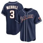 Kooe S.Diego Padres #3 Jackson Merrill Player Navy Cooperstown Collection Limited Home Stitched Jerseys