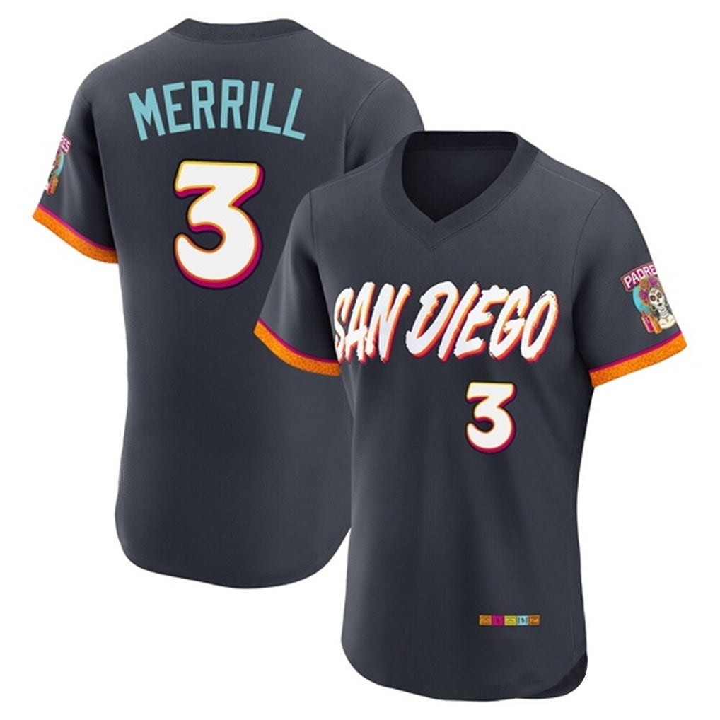 Kooe S.Diego Padres #3 Jackson Merrill Player Obsidian 2026 City Connect Home Limited Elite T-shirt Stitched Jerseys