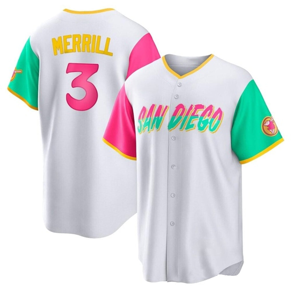 Kooe S.Diego Padres #3 Jackson Merrill Player White City Connect Home Game Stitched Jerseys