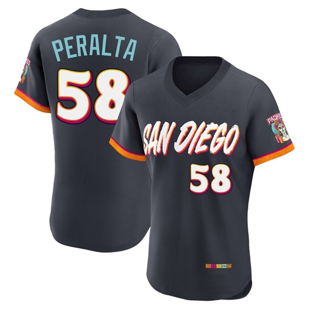 Kooe S.Diego Padres #58 Wandy Peralta Player Obsidian 2026 City Connect Home Limited Elite T-shirt Stitched Jerseys