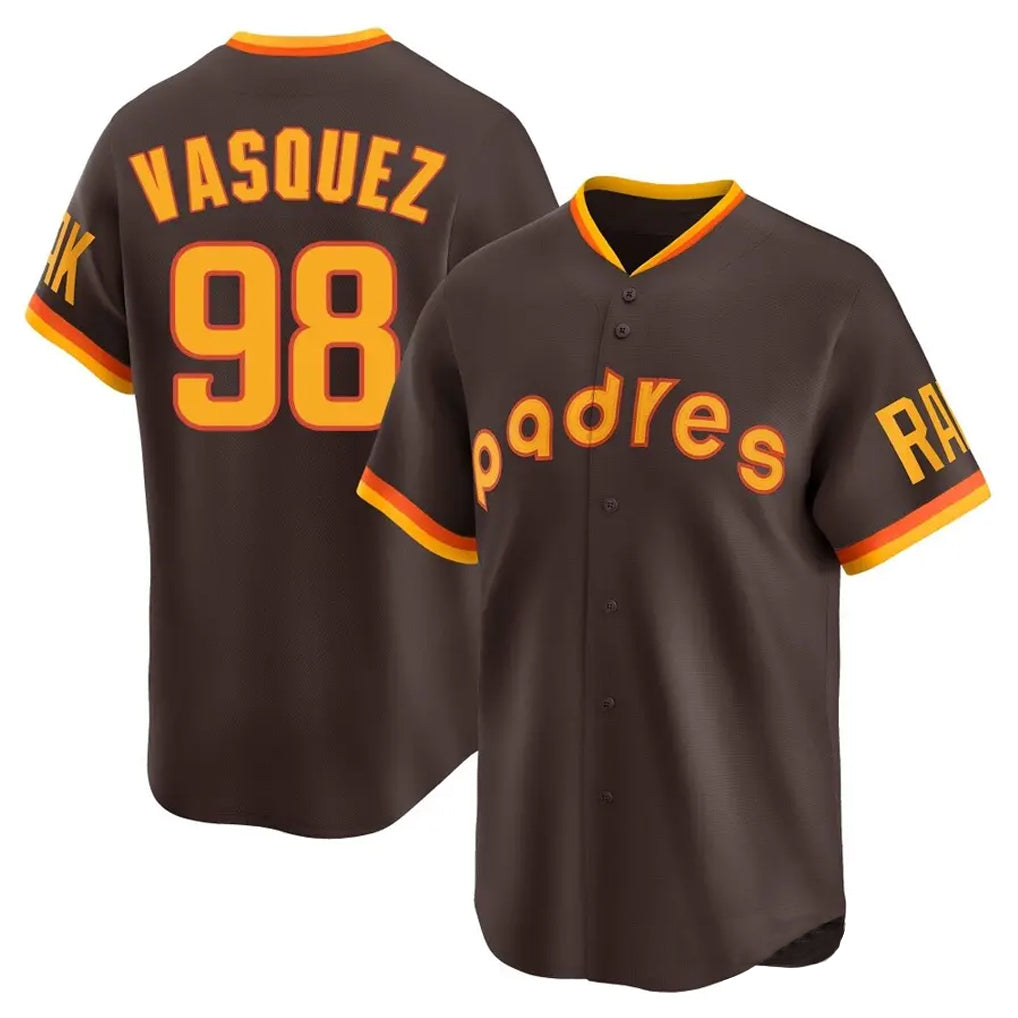 Kooe S.Diego Padres #98 Randy Vasquez Player Brown Home Cooperstown Collection Replica Game Stitched Jerseys
