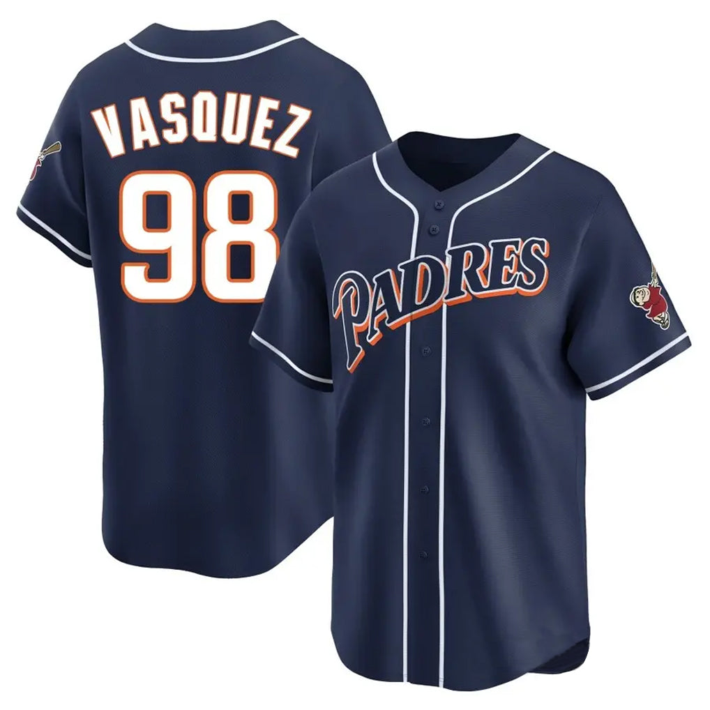 Kooe S.Diego Padres #98 Randy Vasquez Player Navy Cooperstown Collection Limited Home Stitched Jerseys