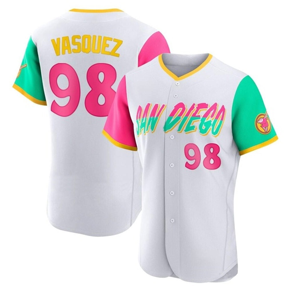 Kooe S.Diego Padres #98 Randy Vasquez Player White City Connect Home Limited Elite Stitched Jerseys