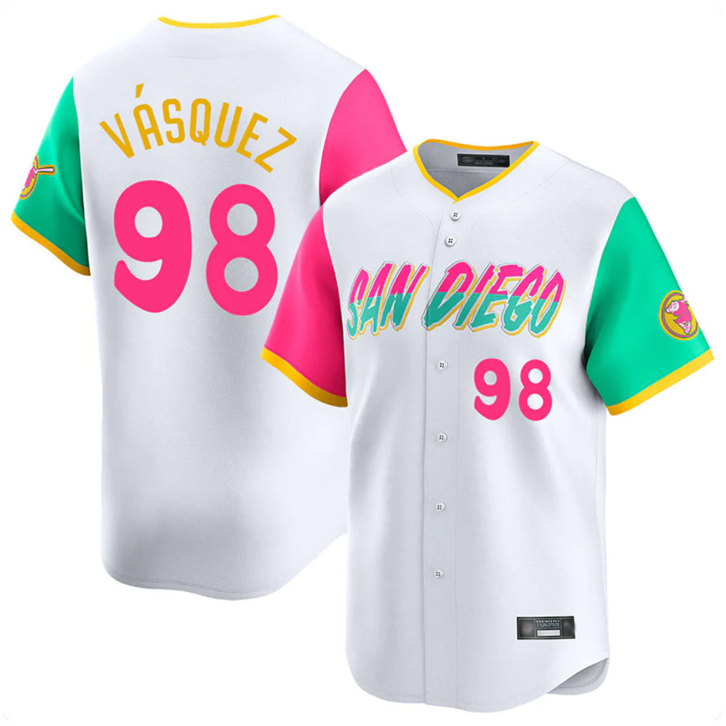 Kooe S.Diego Padres #98 Randy Vasquez Player White City Connect Home Limited Stitched Jerseys
