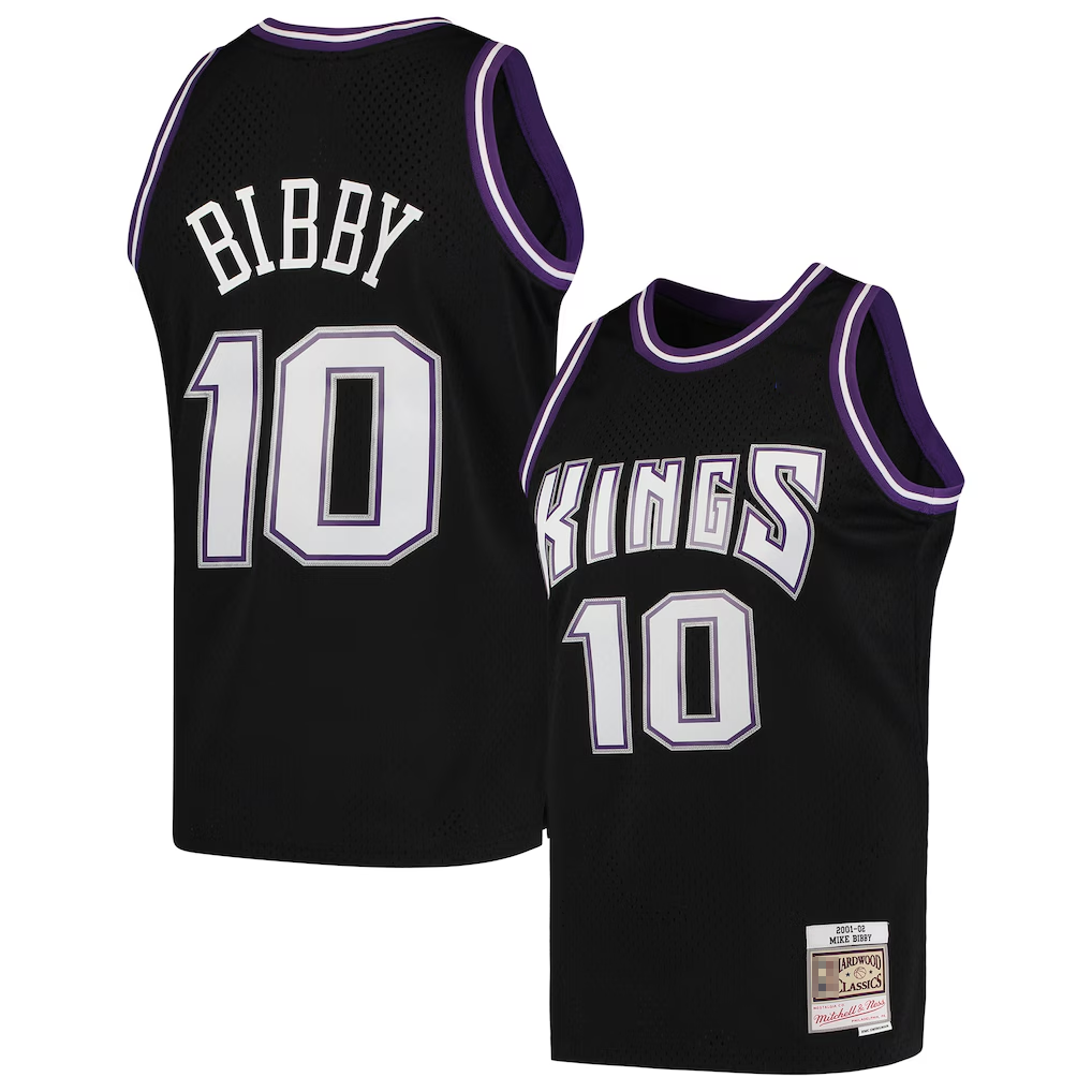 Kooe S.Kings #10 Mike Bibby Mitchell & Ness Black Hardwood Classics Swingman Jerseys