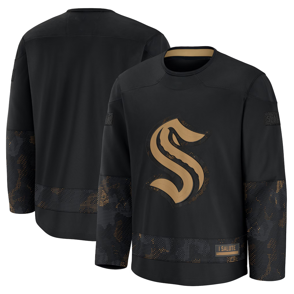 Kooe S.Kraken Black 2024 Military Appreciation Practice Jerseys